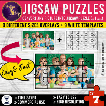 Preview of Jigsaw Puzzles Templates Set 7 For Printable Products 9 Sizes