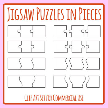 jigsaw puzzles in pieces taken apart jigsaw puzzle template clip art set
