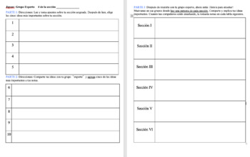 Preview of Jigsaw Reading Strategy | ENGLISH & Spanish | Scaffold Reading Strategy Template