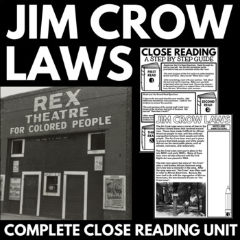 Preview of Jim Crow Laws - Racial Segregation - Black History Close Reading Passages