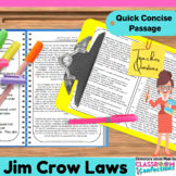 Jim Crow Laws Reading Passage : Social Studies US History 4th 5th