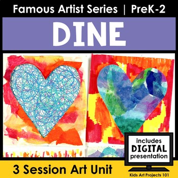 Preview of Jim Dine Hearts Pop Art Project Famous Artist Elementary Art Lessons K-2
