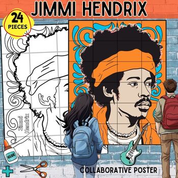 Preview of Jimmi Hendrix Collaborative Poster Black History Mural Project Bulletin Board