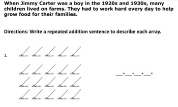 Preview of Jimmy Carter Arrays - word problems, arrays, and repeated addition