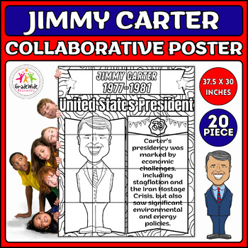 Preview of Jimmy Carter Collaborative Coloring Poster Bulletin Board kit | Presidents' Day