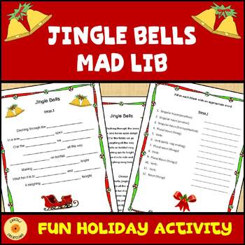 Preview of Christmas Activity Jingle Bells Mad Lib Like Part of Speech Activity