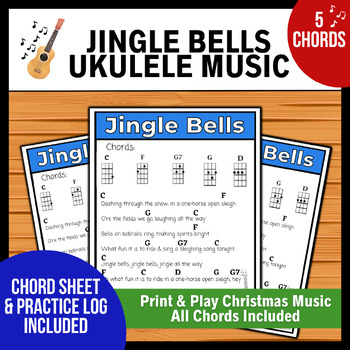 Preview of Jingle Bells Ukulele Lead Sheet → Print & Play Music | 5 Chord Christmas Song