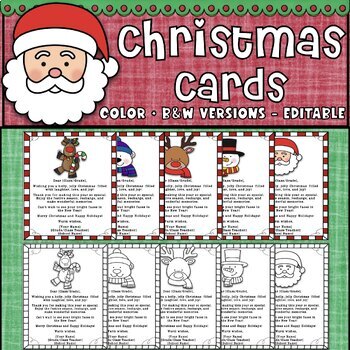 Preview of Jingle & Giggle Collection: Editable Christmas Cards- Color + B&W versions