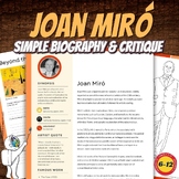 Joan Miro Biography Sheet, Critique, Middle School Art His
