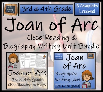 Preview of Joan of Arc Close Reading & Biography Bundle | 3rd Grade & 4th Grade
