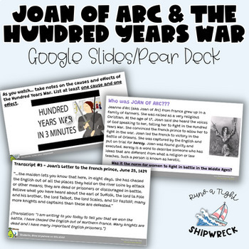 Preview of Joan of Arc & Hundred Years War Pear Deck Google Slides Mini DBQ Women's History