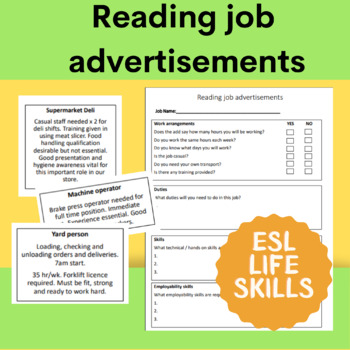 Preview of Job Advertisements for close reading skills and career planning