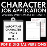 Job Application characterization worksheet use with any lit., PDF & Google Drive