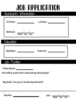 Preview of Job Application Form