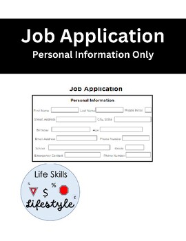 Preview of Job Application Practice | Personal Information | Level 1 | Life Skills