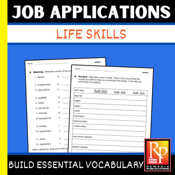 Preview of Job Applications & Life Skills Worksheets - Filling Out Forms Reading & Writing