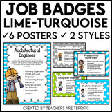 Job Badges for STEM and Science in Lime and Turquoise