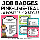 Job Badges for STEM and Science in Pink, Lime, and Teal