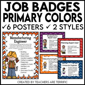 Preview of Job Badges for STEM and Science in Primary Colors