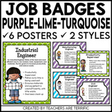Job Badges for STEM and Science in Purple, Lime, and Turquoise