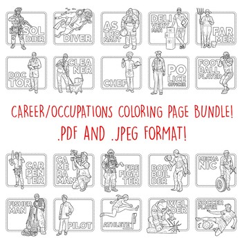 Preview of Job/Career/Occupations Coloring Book/Page Bundle