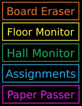 Preview of Classroom Job Chart Neon Chalkboard Editable Power Point