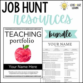 Preview of Job Hunt BUNDLE | Resume, Cover Letter, Teaching Portfolio Templates