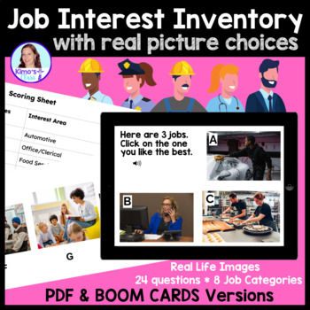 Preview of Job Interest Inventory with Pictures | Transition Assessment | Special Education