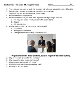 Preview of Job Interview Planning and Practice Discussing Your skills and Abilities