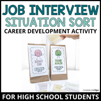 Preview of Job Interview Situation Sort High School Career Development Activity