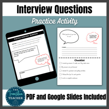 Preview of Job Interview Skills | Mock Interview Practice Questions and Editable Rubric