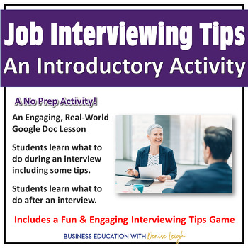 Preview of Job Interview Tips Digital Activity Lesson Career CTE Soft Skills Employability