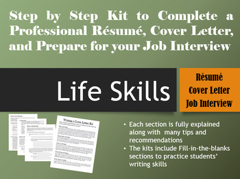 Preview of Job & Life Skills Bundle Package: Resume, Cover Letter, & Interview Kits