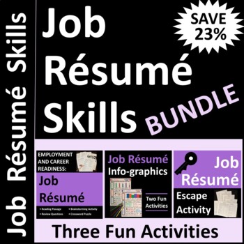 Preview of Job Resume Activity Bundle  SAVE 23%
