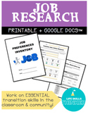 Job Research – Printable & Digital (high school special ed