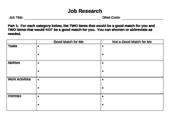 Preview of Job Research Chart