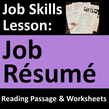 Preview of Job Resume Activities Lesson