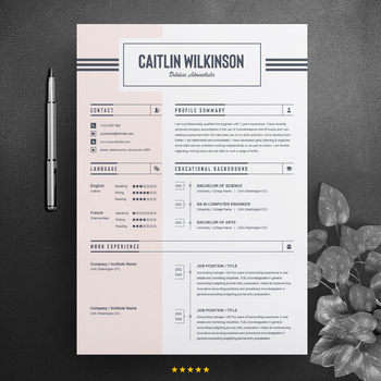 Preview of Job Resume / CV Word Template | Editable and Printable Teacher Resume Design