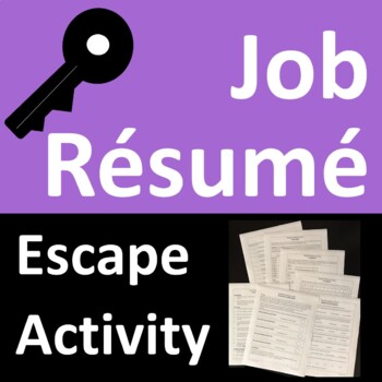 Preview of Job Resume Escape Activity Game