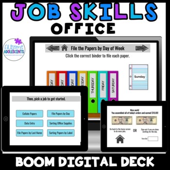 Preview of Job Sampling- WORKING IN AN OFFICE- SET 1 -  BOOM Digital Task Cards