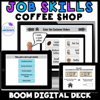 Preview of Job Sampling- WORKING in a COFFEE SHOP -  BOOM Digital Task Cards 