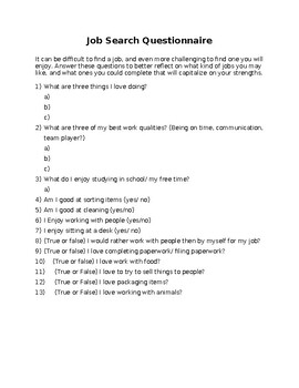 Preview of Job Search: A self-reflection questionnaire, and scavenger hunt activity!