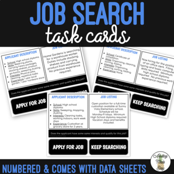 Preview of Job Search - Interests & Qualifications Task Cards