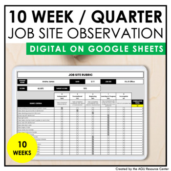 Preview of Job Site Observation | 10 Week / Quarter | Digital in Google Sheets