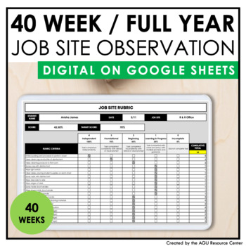 Preview of Job Site Observations | 40 Week / School Year | Digital in Google Sheets