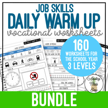 Preview of Job Skills Daily Warm Up Worksheets BUNDLE