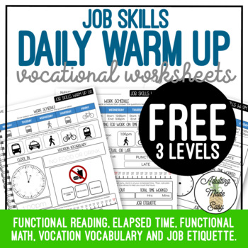 Preview of Job Skills Daily Warm Up Worksheets FREEBIE