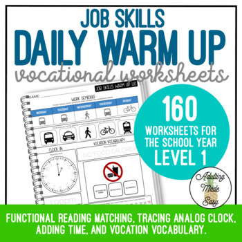 Preview of Job Skills Daily Warm Up Worksheets Level 1