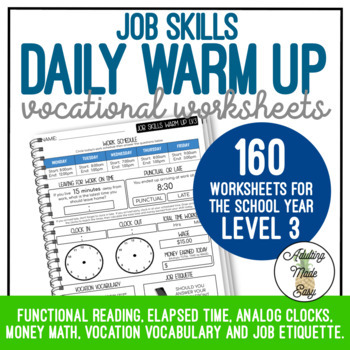 Preview of Job Skills Daily Warm Up Worksheets Level 3