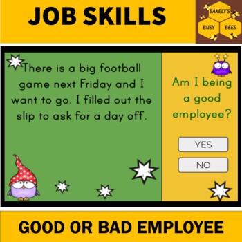 Preview of Job Skills Good or Bad Employee? Boom Cards